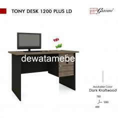 Office Table + Drawer Size 120 - Garvani TONY PLUS LD 1200 / Dark Kraftwood